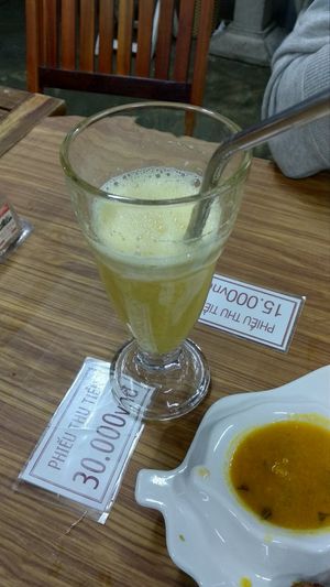 Pineapple juice for just 15/- :) at Quan Chay Dam in Hoi An