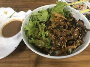 Mock meat & noodles  at Quan Chay Dam in Hoi An
