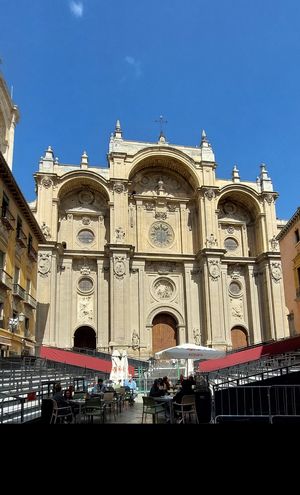 Lunch in front of the cathedral at Los Manueles in Granada
