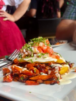 Summer corn cakes with al pastor at Juan More Taco  in Richmond