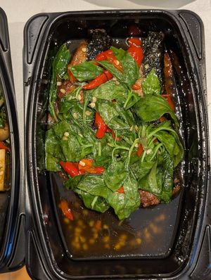 Fish kra pao at Babylou Vegan Food & Smoothies in Pattaya