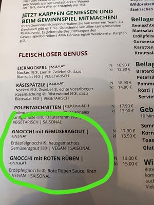 Gnocchi at Gasthaus Möslinger in Vienna