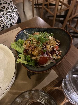 Tomato peanut ginger salad    at Lahpet Larder in South East London