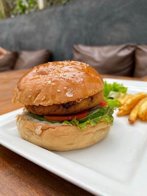  Vegan Burger (beans & cottage cheese burger)  at Green Theory in Bangalore