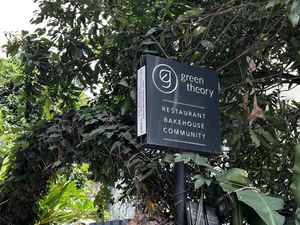 Green Theory - Sign at the entrance  at Green Theory in Bangalore