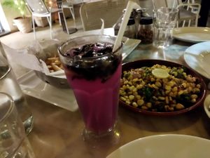 A happy purple drink for a happy purple cow! at Green Theory in Bangalore
