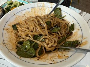 Vegetarian Dan Dan Noodles (mushroom and tofu)  at Dumpling Union in San Francisco