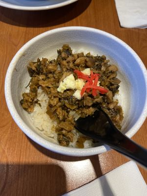 Vegan pork and ricee  at Ramen Danbo  in North Vancouver