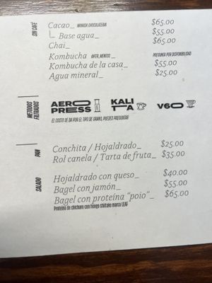 Menú sin café   at Terrible Coffee in Queretaro