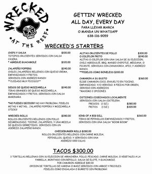 Menu 11/2024 at Wrecked at the Reef in Puerto Penasco