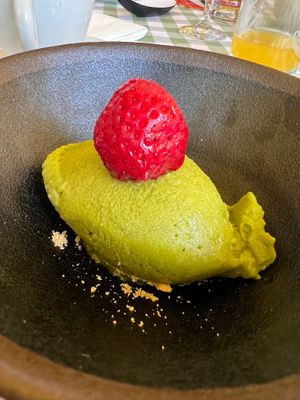 Basil sorbet. at Teehaus im Englischen Garten Berlin in Berlin