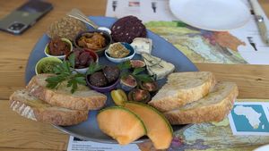 Plant based platter with 2 cashew cheeses.  Owner very aware of vegan diet. at Atlas Swift in Franschhoek