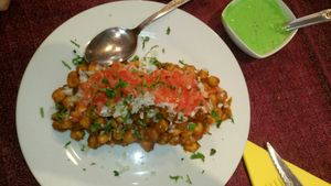 A potato and chickpea starter at Zayka in Gran Canaria