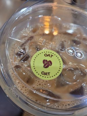 Oat Milk Sticker at Costa Coffee in Llandudno