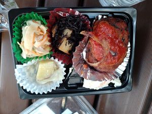 Hamburger bento at Evah Vegan Deli - Iwataya Shop in Fukuoka