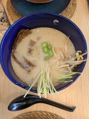 Miso vegano, mochi de maracuyá y edamames trufados. at Shiroi Tsuki in Torre Del Mar