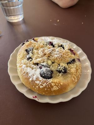 Blueberry and vanilla custard crumble donut  at Namo Bakery in Warsaw