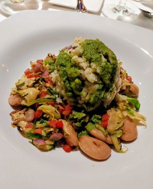 Risotto with gigante (butter) beans, pesto, & shaved brussels sprouts at General Warren in Malvern
