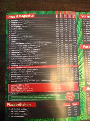Menu 2015 at Pizzeria Corona in Dortmund