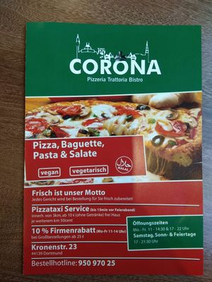 Flyer 01 at Pizzeria Corona in Dortmund