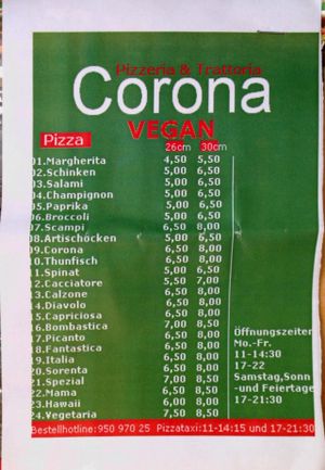 Menu - page 3 (vegan stuff) at Pizzeria Corona in Dortmund