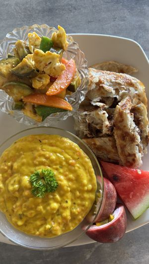 Pumpkin Red Lentil curry with Roti  at Home No. 8 in Krabi