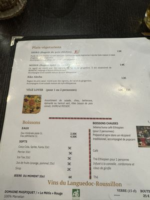 Menu  at Sefed in Montpellier