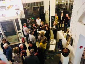 Tijdens de opening van de Herman Brood Expositie at FEE Collective in Sittard