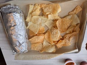 Vegan Tofu Burrito with no cheese  at Moe's Southwest Grill in Niagara Falls