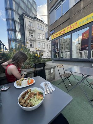 outdoor seating  at Loving Hut - Warynskiego in Warsaw