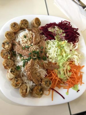 spring rools with rice and soy meat at Loving Hut - Warynskiego in Warsaw