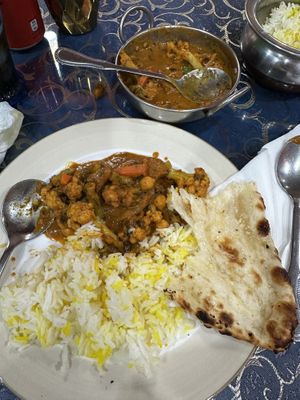 Vegetable jalfrezi with plain rice   at Calcutta Indian Food in Taipei