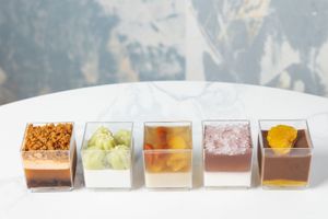 Squares of agar jelly, gluten-free and vegan at AGAR RAGA - Akaaka - อาการากา in Bangkok