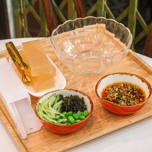Cut the noodles by yourself with Tentsuki cutter. Includes Japanese cucumber, edamame, seaweed.  at AGAR RAGA - Akaaka - อาการากา in Bangkok