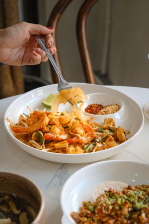 Pad Thai. Noodles made of agar and pea. Vegan and Vegetarian options are available. at AGAR RAGA - Akaaka - อาการากา in Bangkok
