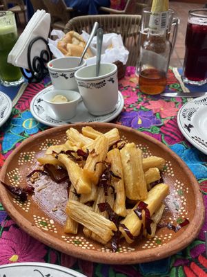 Yuca fries with garlic and chilli  at Restaurante Maya Canada in Palenque