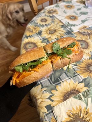 Crispy tofu bahn mi  at Dinosaurs in Pacifica