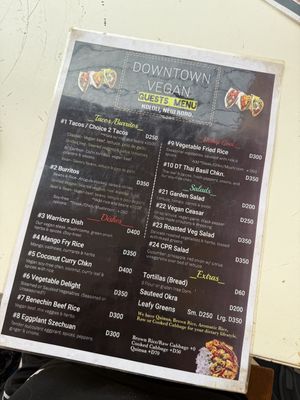 Menu  at Down Town Vegan in Serrekunda