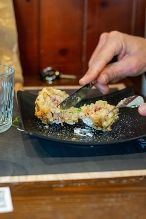 Bucatini frittatina at Arrecrià Bistrot in Naples