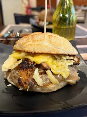 La Rosetta: genovese (onion and meat sauce), mayo and smoked cheese at Arrecrià Bistrot in Naples