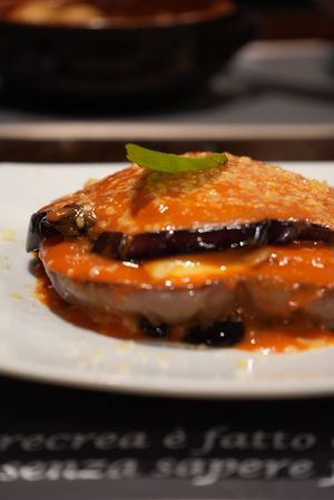 Layered parmigiana, summer version at Arrecrià Bistrot in Naples