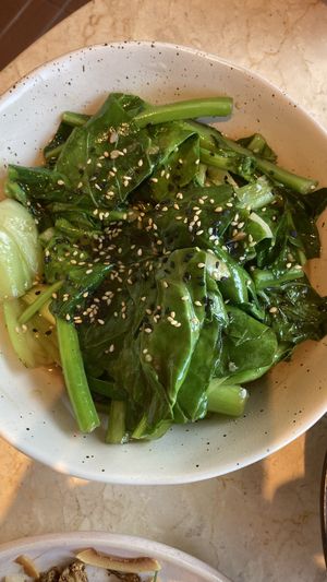 Asian greens - the tastiest I’ve ever eaten !  at Light Years  in Byron Bay