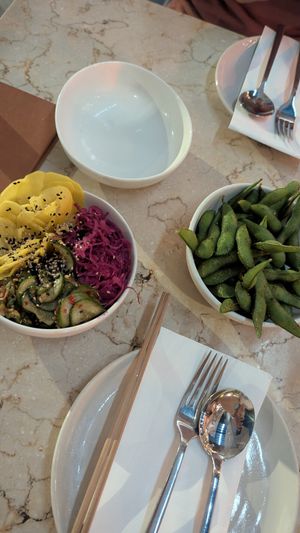 pickle plate and edamame at Light Years  in Byron Bay