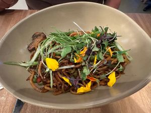 Veggie noodles.. ask to have them prepared without oyster sauce and you will be accommodated   at Mutuo - Sabor Nikkei in San Juan