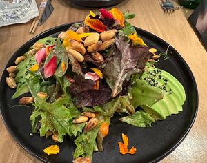 The TOKUBETSU salad was topped with dried Peruvian corn and had the most delicious roasted carrots  at Mutuo - Sabor Nikkei in San Juan