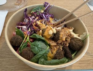 Large falafel bowl  at Fat Monk – Wien DC Tower in Vienna