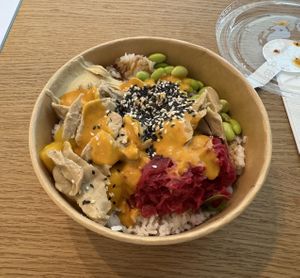 Vegan chicken bowl  at Fat Monk – Wien DC Tower in Vienna