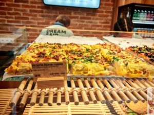 Focaccia onion bacon at Land & Monkeys - Montmartre in Paris