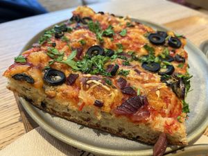 Focaccia tomate olive  at Land & Monkeys - Montmartre in Paris