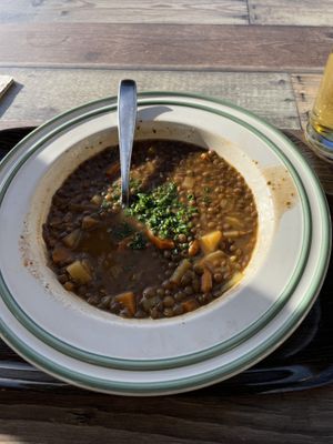 Vegan lentil soup  at Pfeiffer Alm in Garmisch-partenkirchen